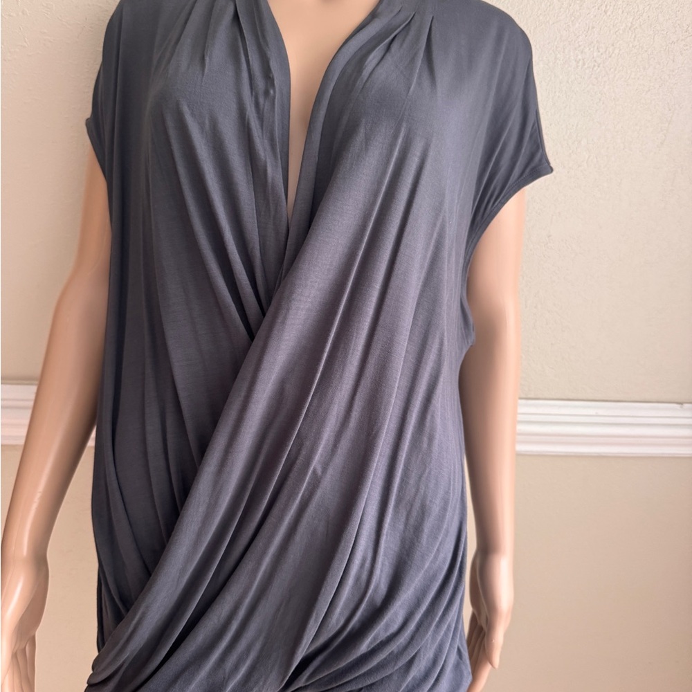 Boden Gray Draped V-Neck Blouse Women Size 8 Elegant Casual Top - Picture 3 of 7